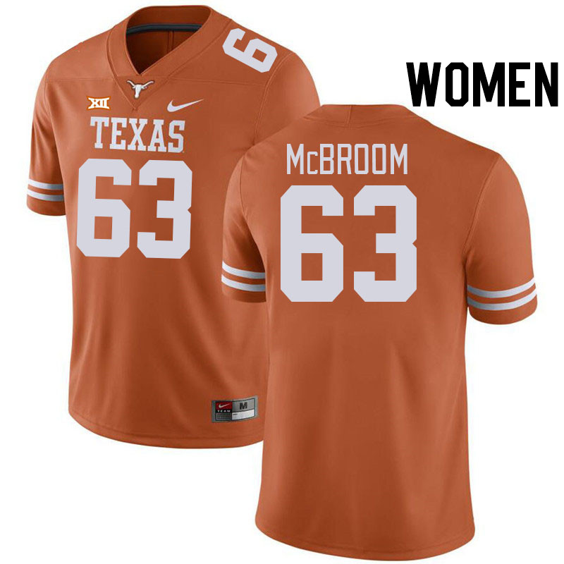 Women #63 Rick McBroom Texas Longhorns College Football Jerseys Stitched-Orange